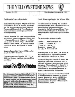 THE YELLOWSTONE NEWS October 15, 1999