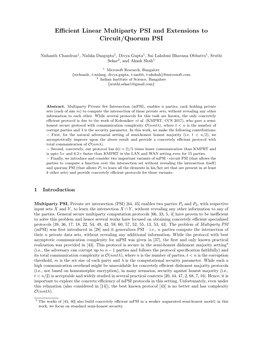 Efficient Linear Multiparty PSI and Extensions to Circuit/Quorum