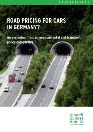 Road Pricing for Cars in Germany?