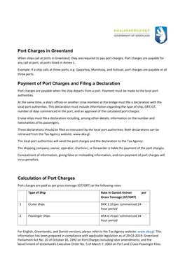 Port Charges in Greenland