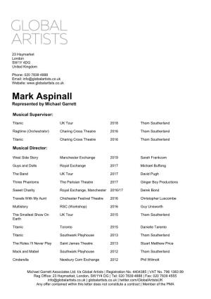 Mark Aspinall Represented by Michael Garrett