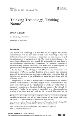 Thinking Technology, Thinking Nature*