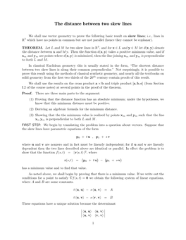 The Distance Between Two Skew Lines