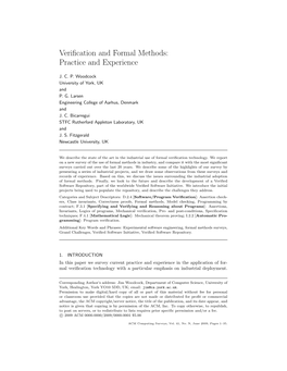 Verification and Formal Methods