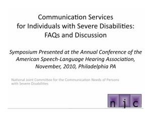 Communication Services for Individuals with Severe Disabilities