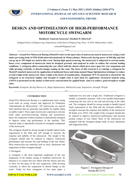 Design and Optimization of High-Performance Motorcycle Swingarm