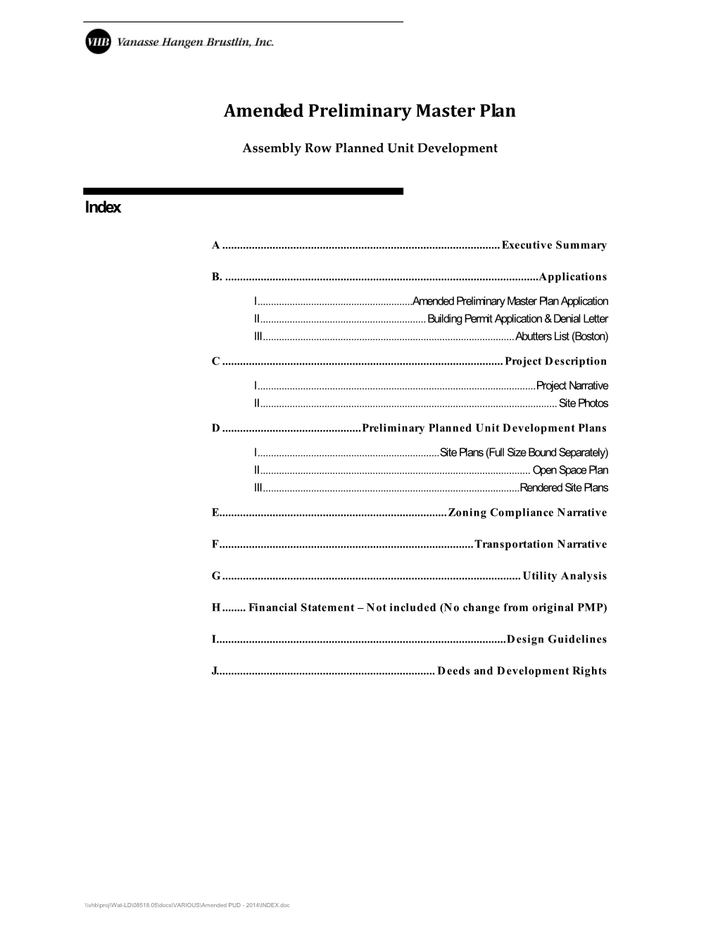 Amended Preliminary Master Plan