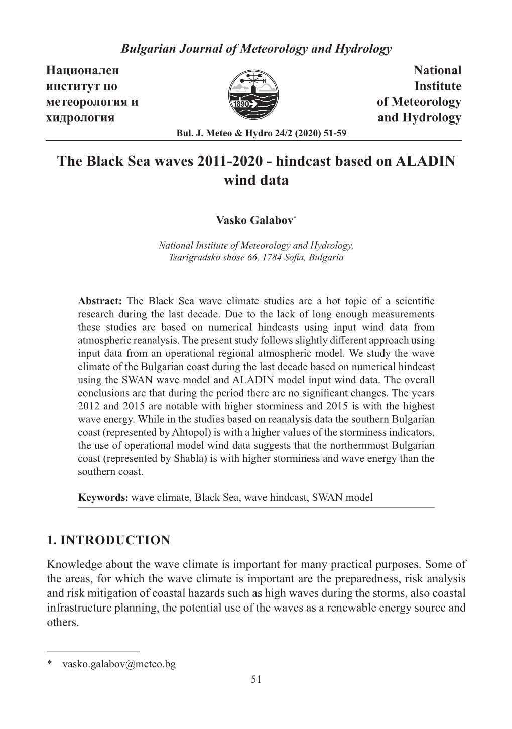 The Black Sea Waves 2011-2020 - Hindcast Based on ALADIN Wind Data