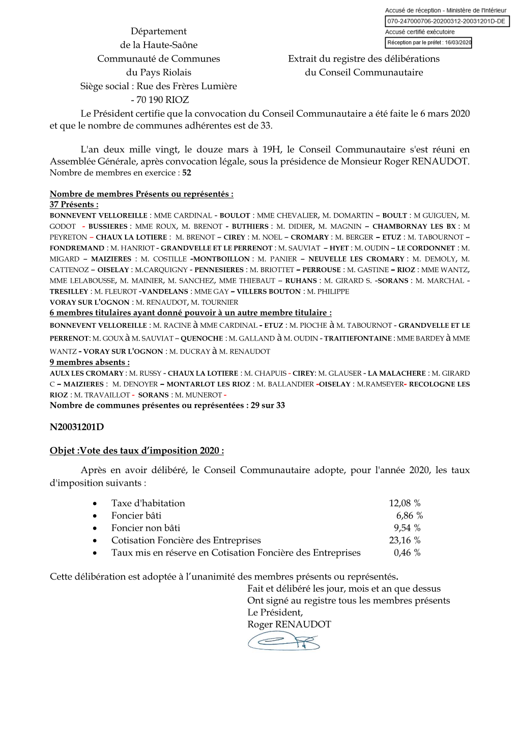 Département De La Haute-Saône Communauté De Communes Du