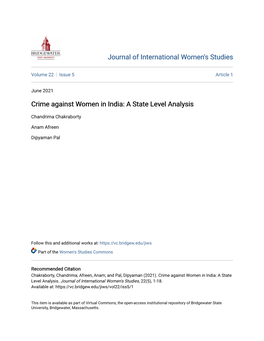Crime Against Women in India: a State Level Analysis