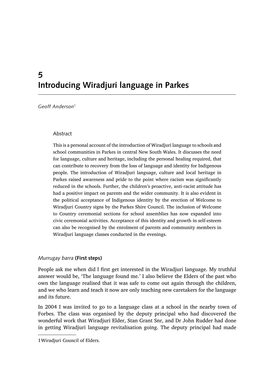 5 Introducing Wiradjuri Language in Parkes