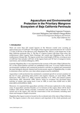 Aquaculture and Environmental Protection in the Prioritary Mangrove Ecosystem of Baja California Peninsula