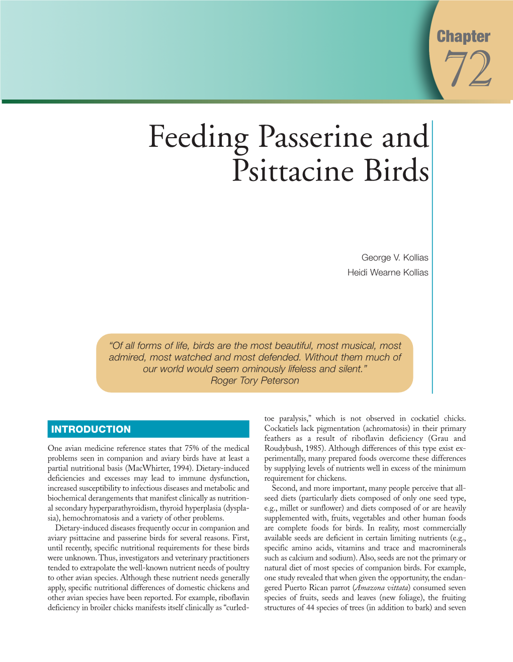 Feeding Passerine and Psittacine Birds