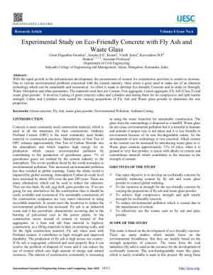 Experimental Study on Eco-Friendly Concrete with Fly Ash and Waste