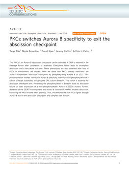 Pkcε Switches Aurora B Specificity to Exit the Abscission Checkpoint