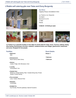 L'etable Self Catering Gite Near Taize and Cluny Burgundy