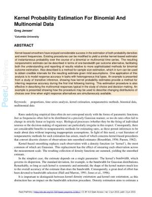 Kernel Probability Estimation for Binomial and Multinomial Data Greg Jensen1