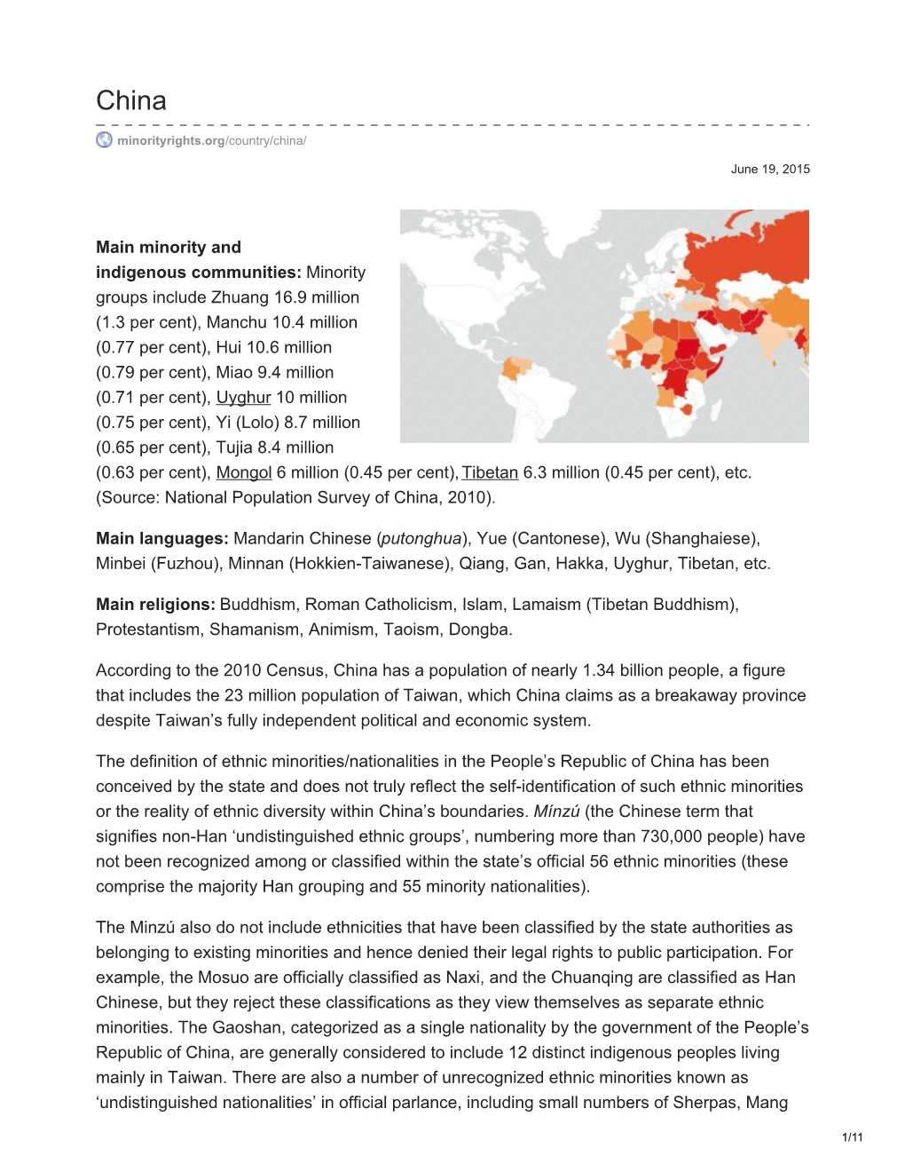 Minority Groups Include Zhuang 16.9 Million