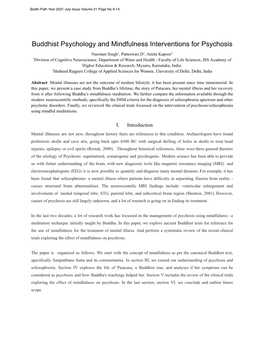 Buddhist Psychology and Mindfulness Interventions for Psychosis