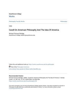 Cavell on American Philosophy and the Idea of America