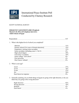 International Peace Institute Poll Conducted by Charney Research