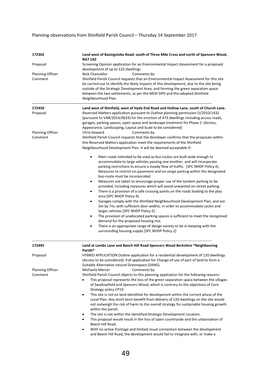 Planning Observations from Shinfield Parish Council – Thursday 14 September 2017