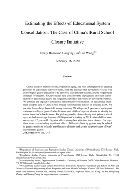 The Case of China's Rural School Closure Initiative