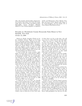 Remarks at a Westchester County Democratic Party Dinner in New Rochelle, New York October 23, 2000