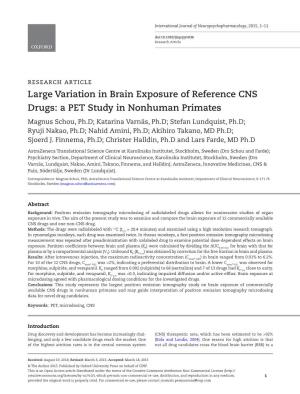 Large Variation in Brain Exposure of Reference CNS Drugs: a PET Study