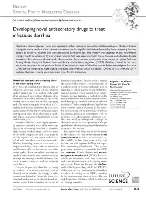 Developing Novel Antisecretory Drugs to Treat Infectious Diarrhea