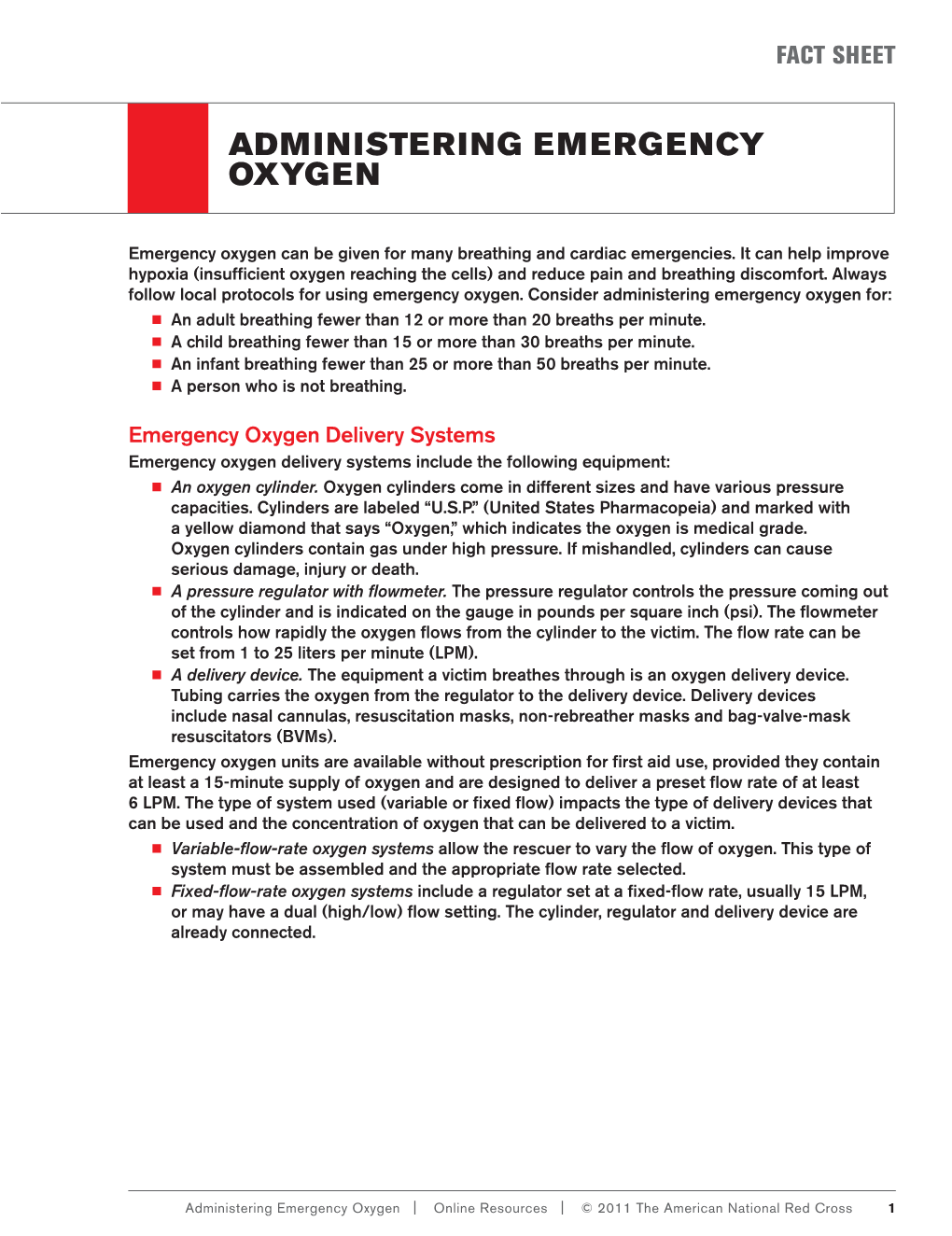 Administering Emergency Oxygen Fact and Skill Sheets DocsLib