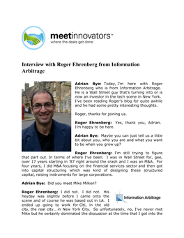 Interview with Roger Ehrenberg from Information Arbitrage