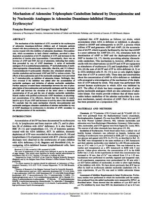 Mechanism of Adenosine Triphosphate Catabolism Induced by Deoxyadenosine and by Nucleoside Analogues in Adenosine Deaminase-Inhibited Human Erythrocytes1