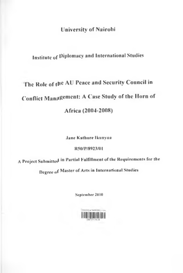 The Role of the Au Peace and Security Council In