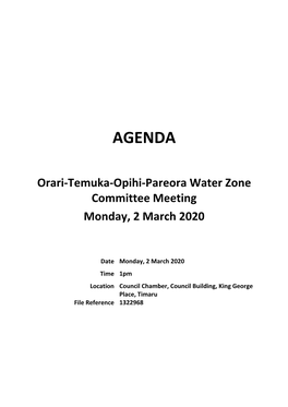 Agenda of Orari-Temuka-Opihi-Pareora Water