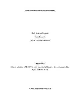 Differentiation of Concurrent Musical Strata Holly Bergeron-Dumaine