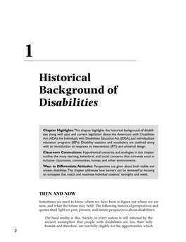 Chapter 1: Historical Background of Disabilities