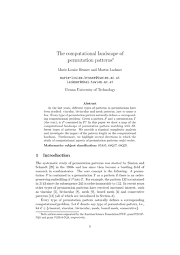 The Computational Landscape of Permutation Patterns∗