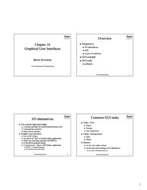 Chapter 16 Graphical User Interfaces Overview I/O Alternatives Common