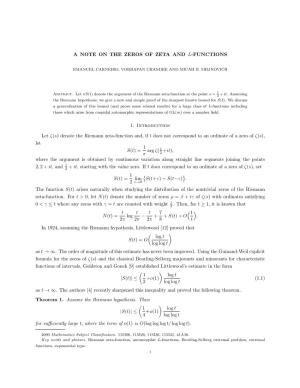 A Note on the Zeros of Zeta and L-Functions 1