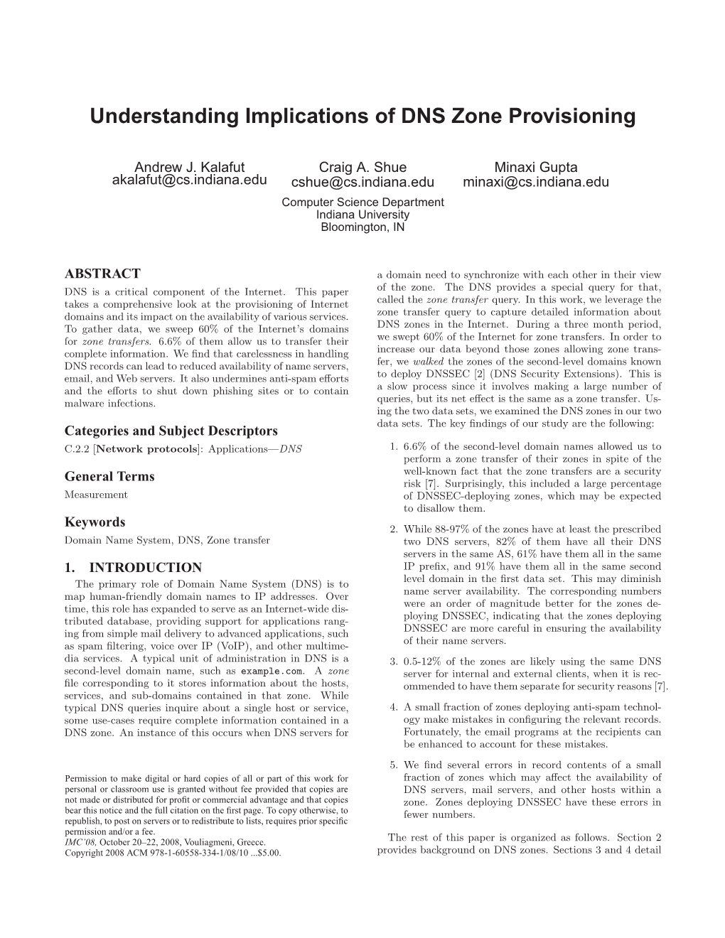 Understanding Implications of DNS Zone Provisioning