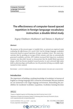 The Effectiveness of Computer-Based Spaced Repetition in Foreign Language Vocabulary Instruction: a Double-Blind Study