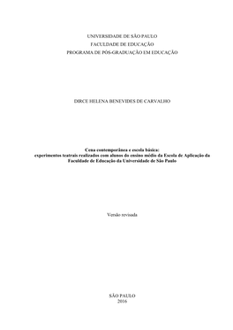 Universidade De São Paulo Faculdade De Educação Programa De Pós-Graduação Em Educação