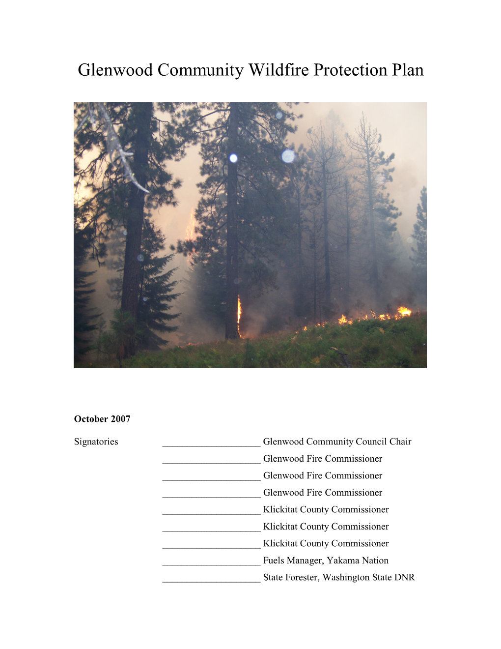 Glenwood Community Wildfire Protection Plan