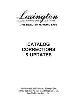 Catalog Corrections & Updates
