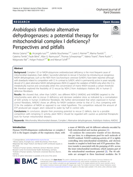 Arabidopsis Thaliana Alternative Dehydrogenases: a Potential