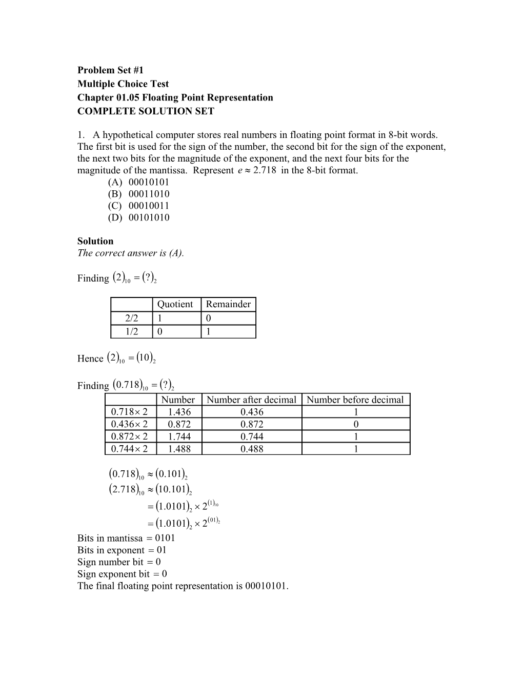 Chapter 01.05 Floating Point Representation