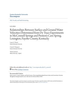 Relationships Between Surface and Ground Water Velocities