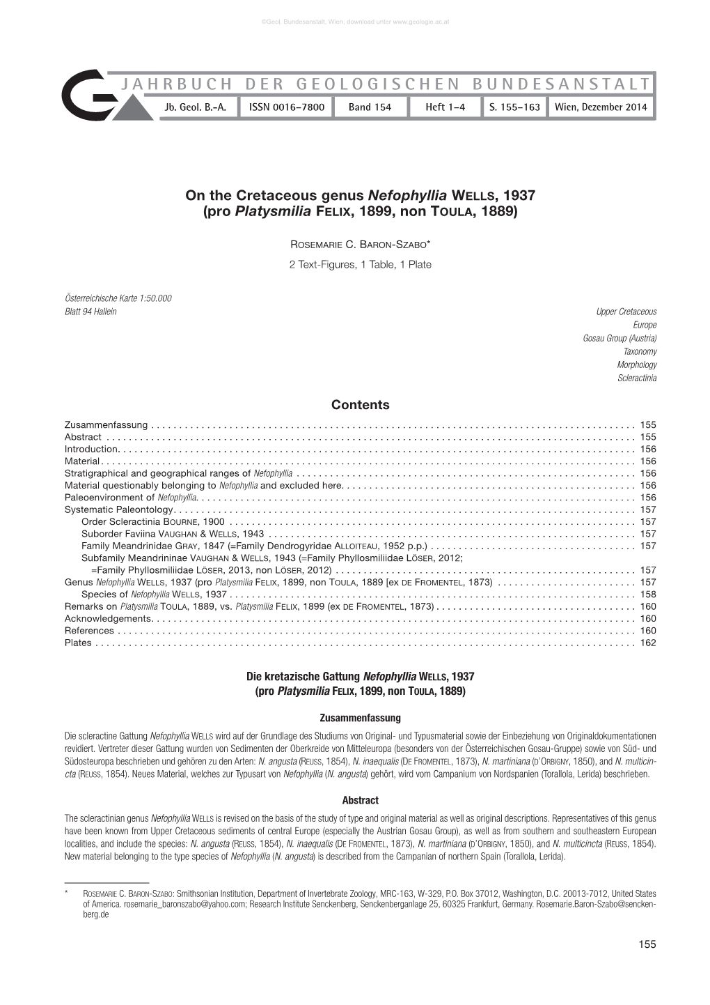 JAHRBUCH DER GEOLOGISCHEN BUNDESANSTALT Jb