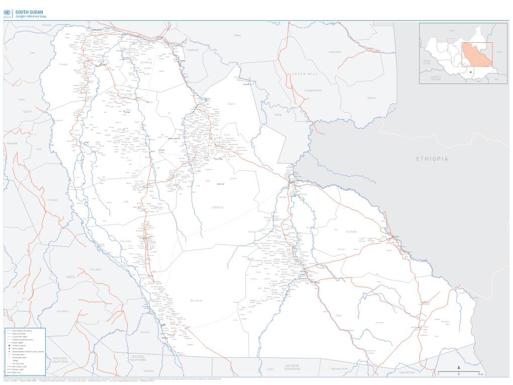 SOUTH SUDAN Jonglei Reference Map